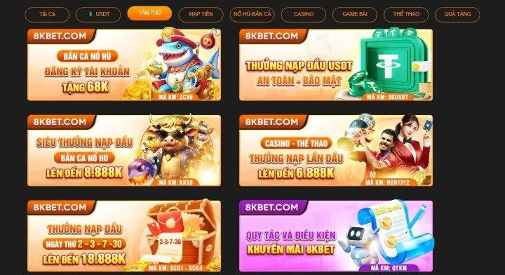 Giới thiệu chương trình khuyến mãi thành viên mới 8KBET